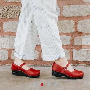 Sanita Clare Women's Mary Jane Clog in‎ Red Leather adjustable Clog 43